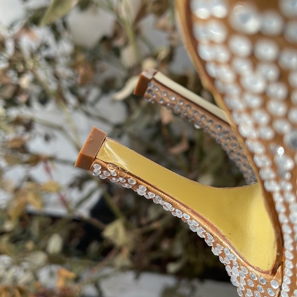 Pink Paradox London - Celebrate - Champagne Satin & Rhinestone Peep Toe Heels 8 - Picture 17 of 17